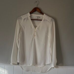 LC Lauren Conrad Cream Blouse with V-Neck